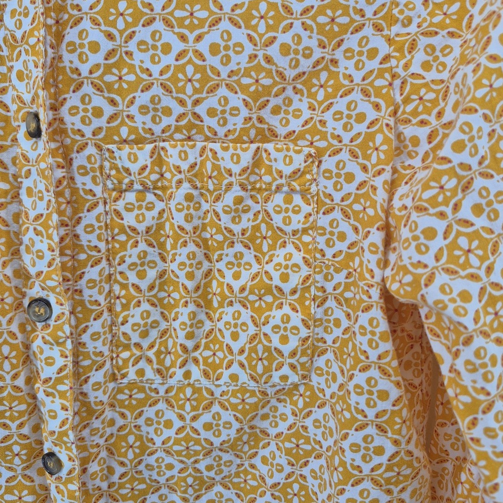 MAEVE Anthropologie Petrin Button-Down Shirt Womens 2‎ Orange & White Geometric - Picture 8 of 8